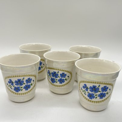 Набор из 5 стаканов для прохладительных напитков, керамика, деколь, люстр, Горьковский ордена Трудового Красного Знамени завод «Орбита», СССР, 1970-1990 гг.