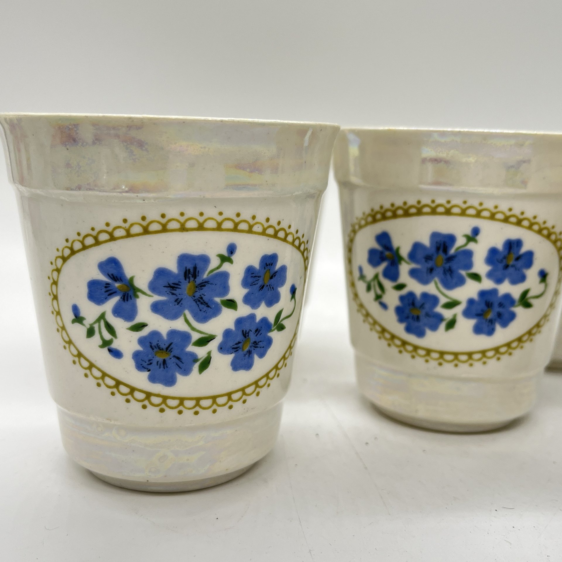 Набор из 5 стаканов для прохладительных напитков, керамика, деколь, люстр, Горьковский ордена Трудового Красного Знамени завод «Орбита», СССР, 1970-1990 гг.