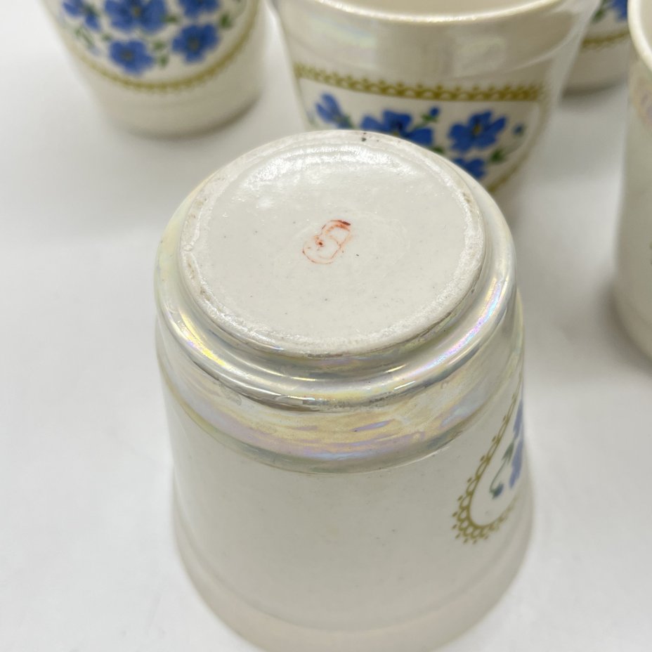 Набор из 5 стаканов для прохладительных напитков, керамика, деколь, люстр, Горьковский ордена Трудового Красного Знамени завод «Орбита», СССР, 1970-1990 гг.