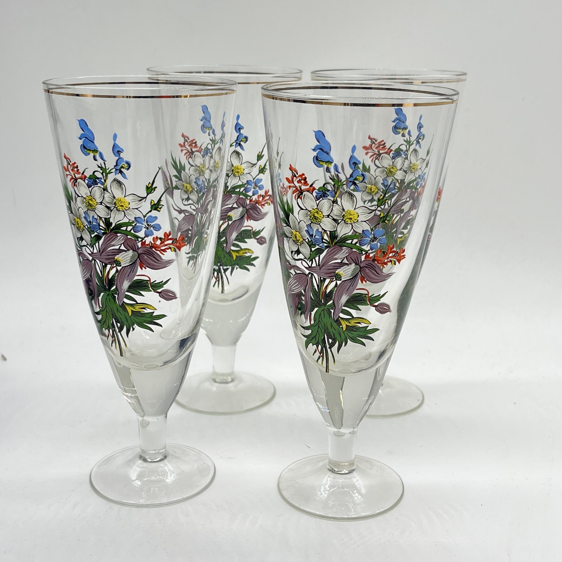 Набор из 4 бокалов с цветочным декором