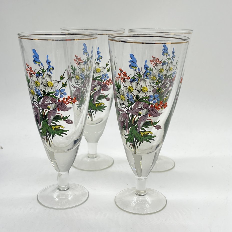 Набор из 4 бокалов с цветочным декором