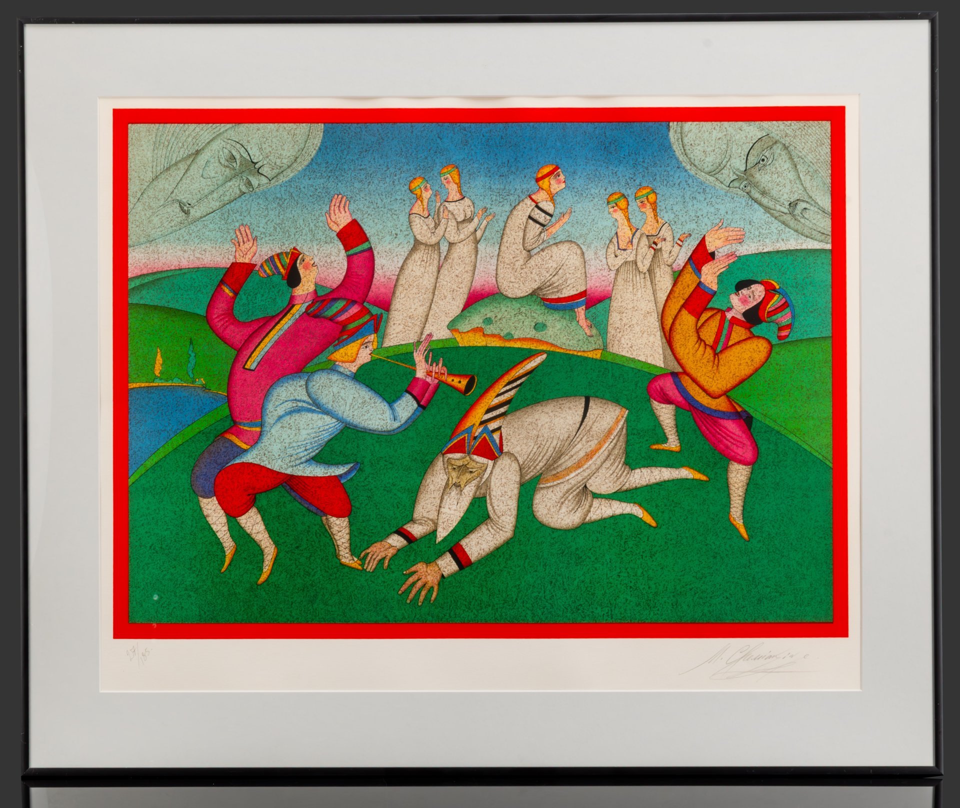 Литография "Весна священная" (из серии "Балеты Стравинского"), 27 из 128, Шемякин Михаил Михайлович, бумага, литография, оформлена в раму и паспарту, под стеклом, СССР, 1981-1990 гг.