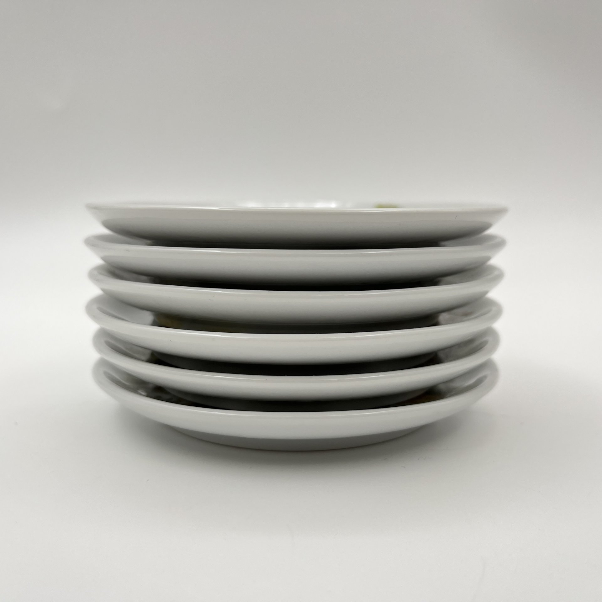 Набор из 6-ти розеток (блюдец), украшенных изображением лесных обитателей, фарфор, деколь с подрисовкой, Западная Европа, 1960-1980 гг.