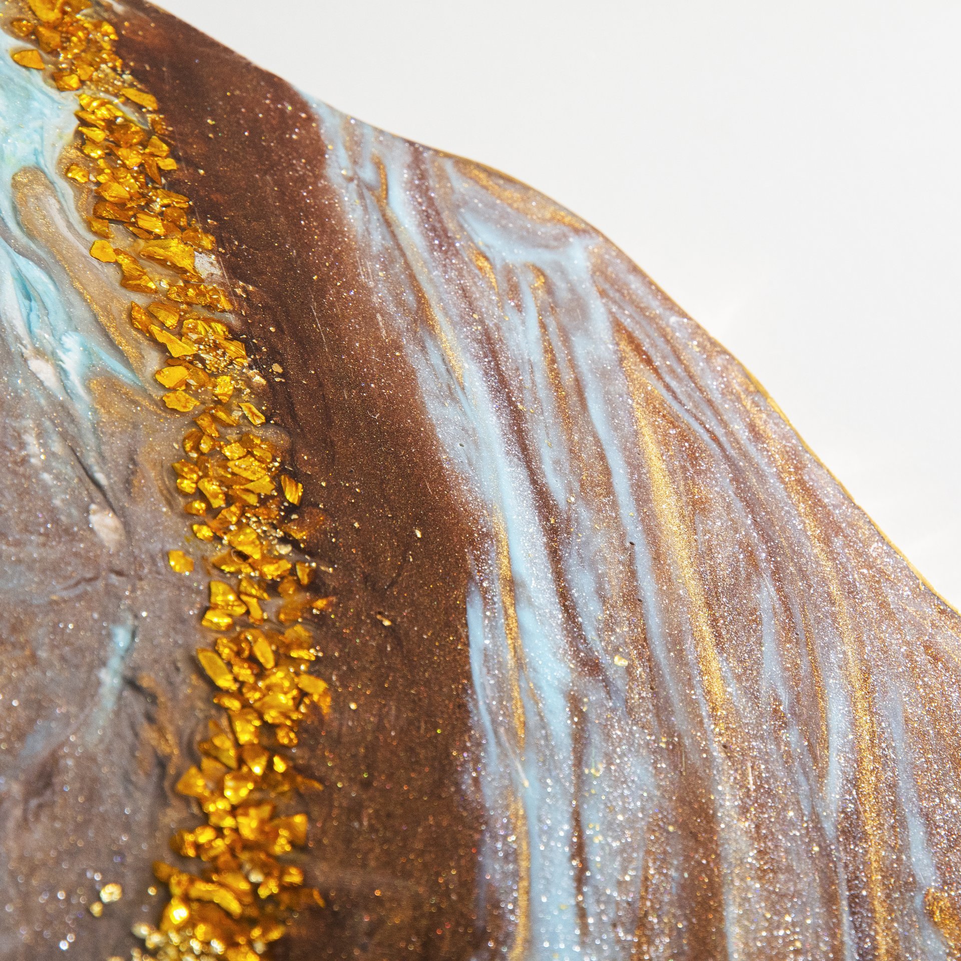 Набор для подачи чая "Принцесса" (5 предметов), авторская работа в технике Resin Art, глянцевое 3D покрытие, камень, Россия, 2021 г.