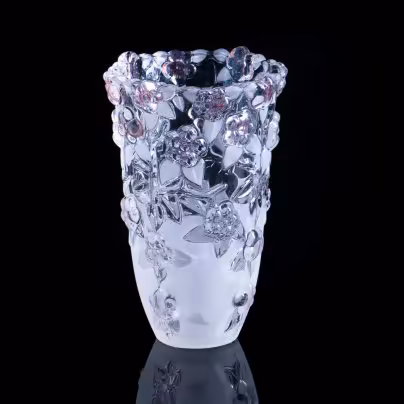 Ваза для цветов с рельефным растительным декором, стекло, фирма "Walther-Glas", Германия, 1980-2000 гг., Walther Glas