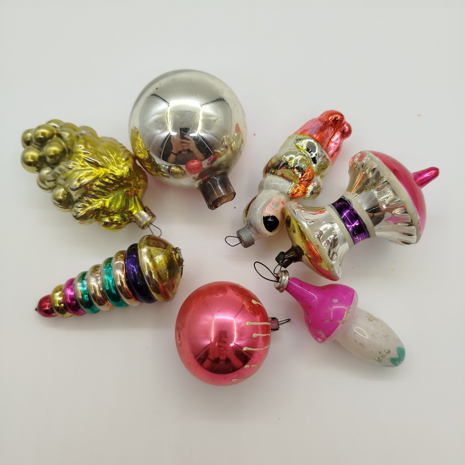 Набор из семи елочных игрушек, стекло, металл, СССР, 1960-1980 гг.