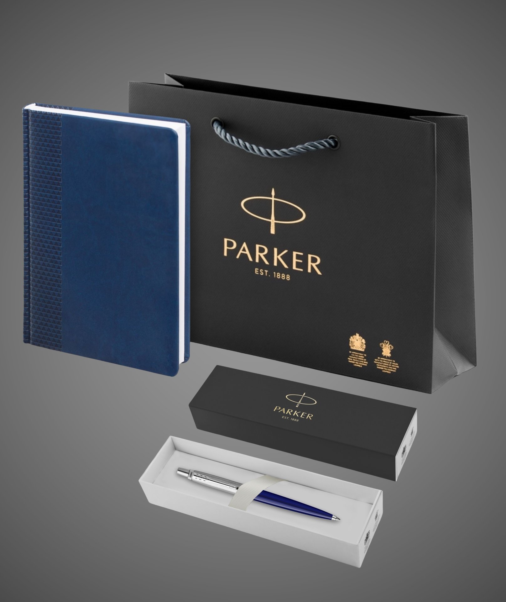 Подарочный набор: Ежедневник недатированный и Шариковая ручка Parker Jotter K160, цвет: Blue, Пластик и полимеры: пластик, сталь