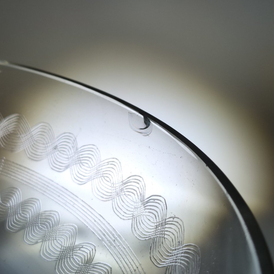 Фруктовница на ножке с орнаментальным декором, стекло, травление (пантография), Россия, 1910-1950 гг.