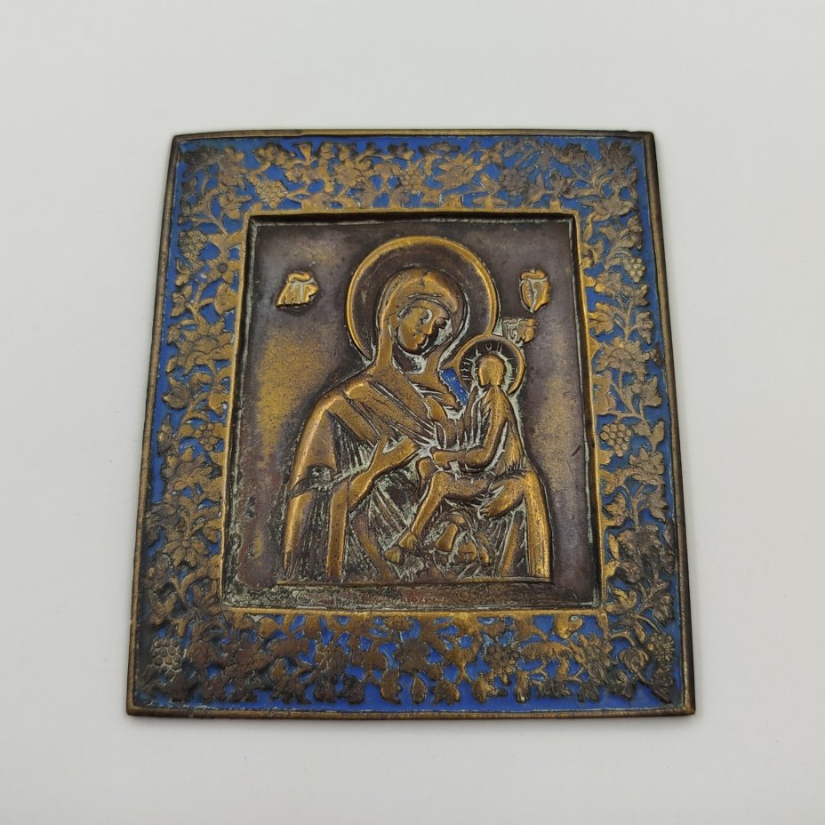 Икона "Богоматерь Тихвинская", латунь, литье, эмаль, Российская империя, 1870-1900 гг.