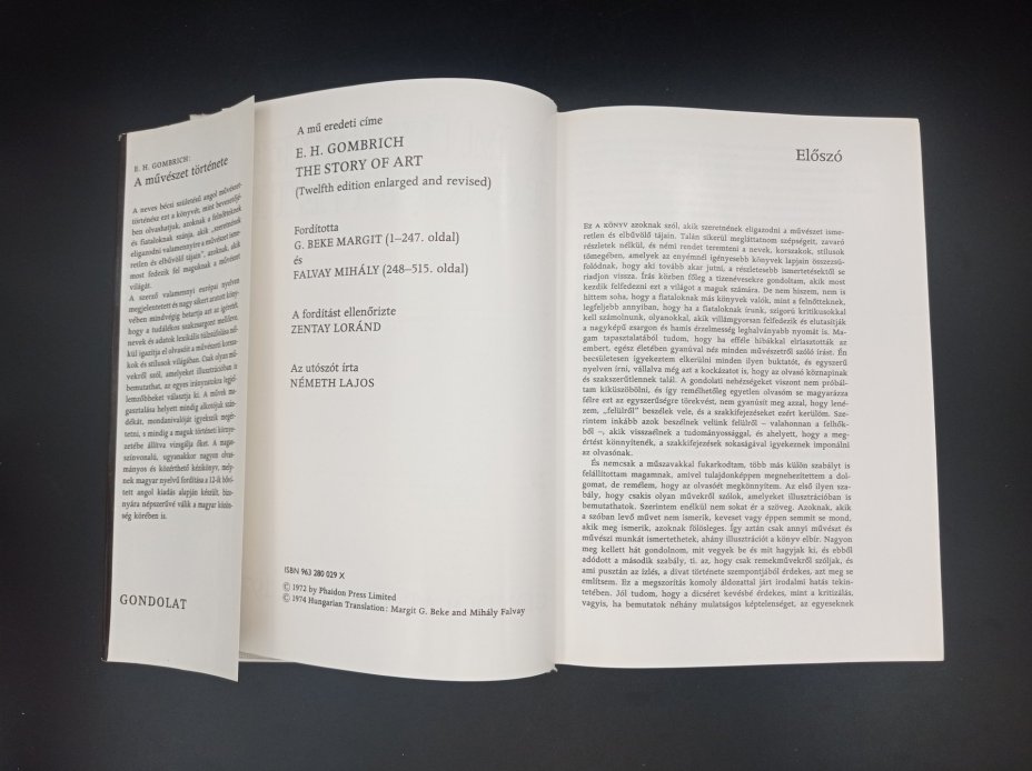 Книга "A művészet története" (История искусства), Э. Гомбрих, Gondolat Kiadó