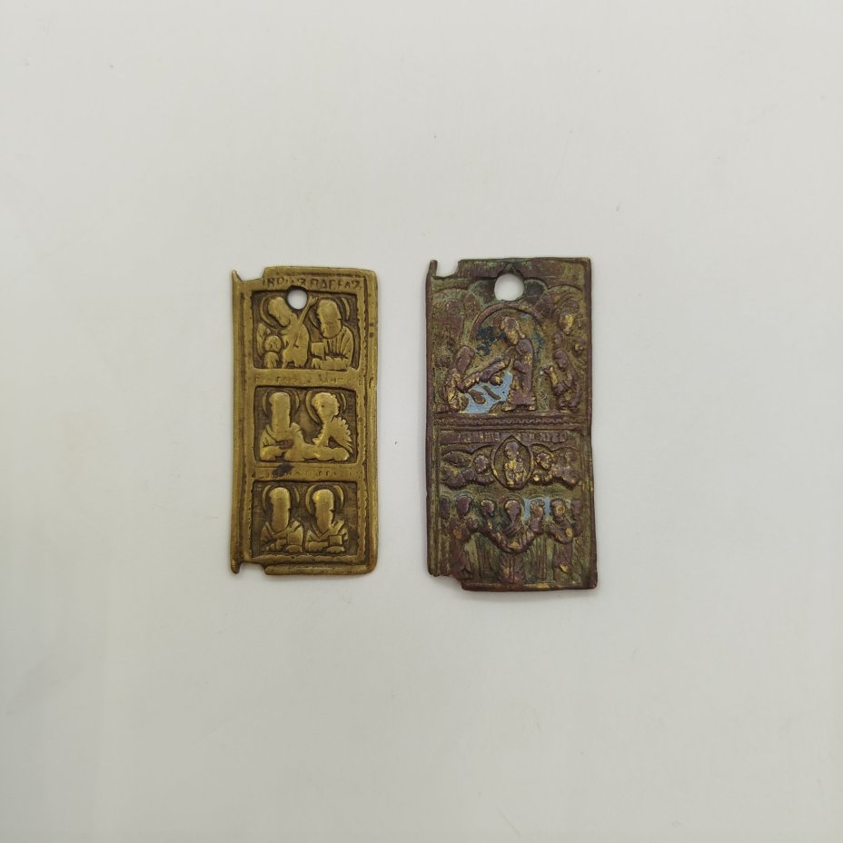 Набор из 2 створок складня, латунь, эмаль, Российская империя, 1850-1900 гг.