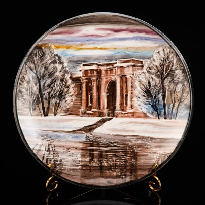 Блюдо настенное "Новая Голландия" (с биркой), художник Соколов Л.А., керамика, роспись, СССР, 1987 г.