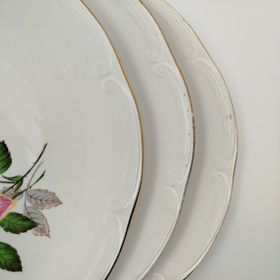 Набор из 8-ми обеденных тарелок, украшенных изображением роз