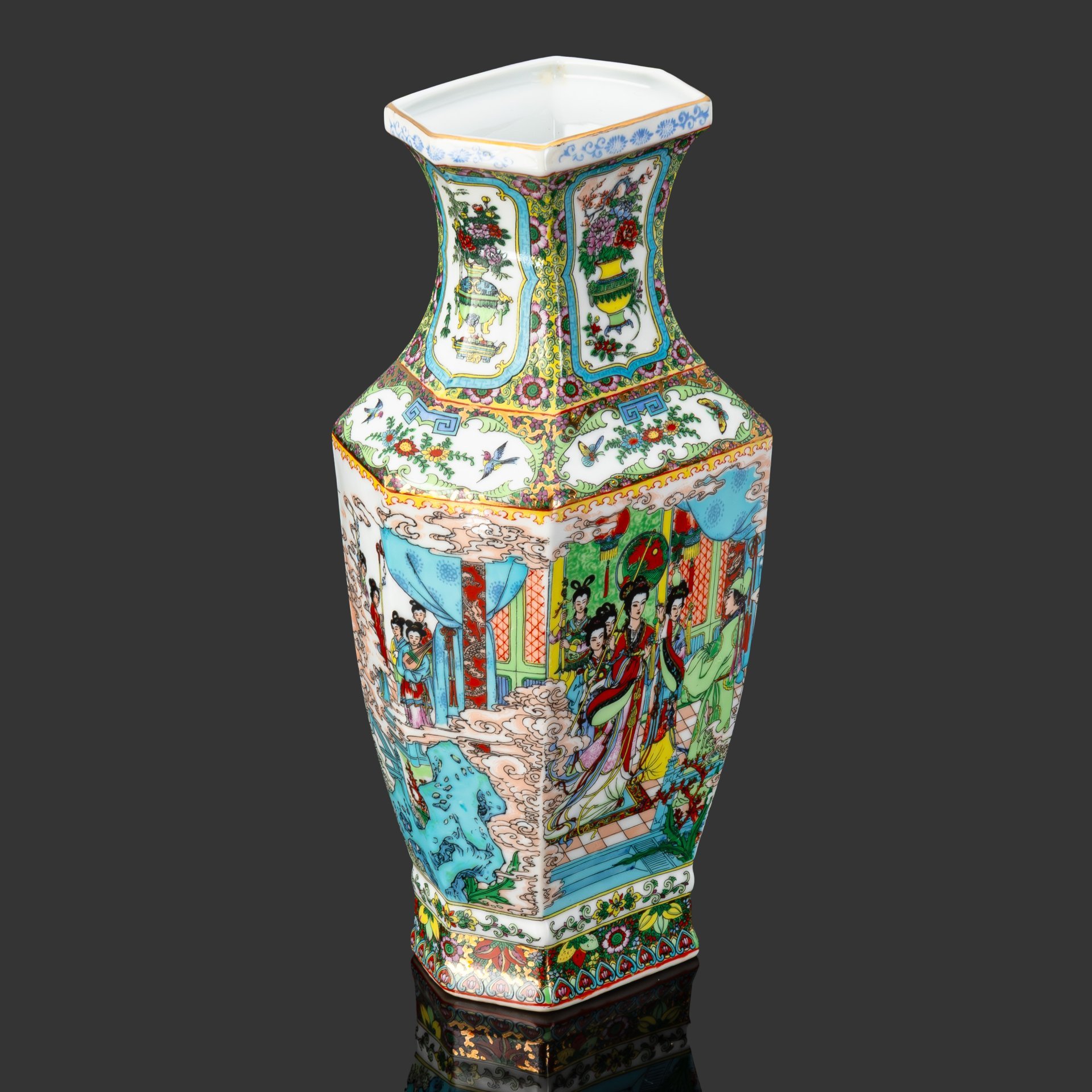 Ваза шестигранной формы "Визит императрицы со свитой"