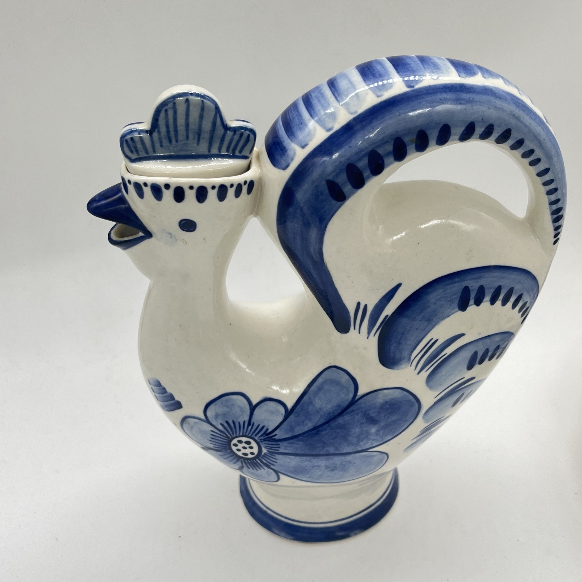 Штоф "Петушок", фарфор, роспись, Объединение «Гжель», СССР, 1960-1980 гг.