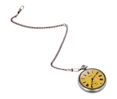 Часы карманные  "Молния" с рельефным изображением паровоза, сталь, гравировка, Челябинский часовой завод, СССР, 1970-1980 гг., Челябинский часовой завод «Молния»