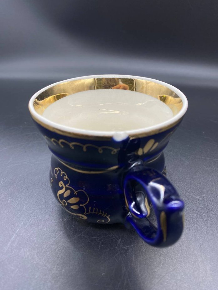 Чайный набор на 6 персон, украшенный кобальтом и растительным декором, Объединение «Гжель»