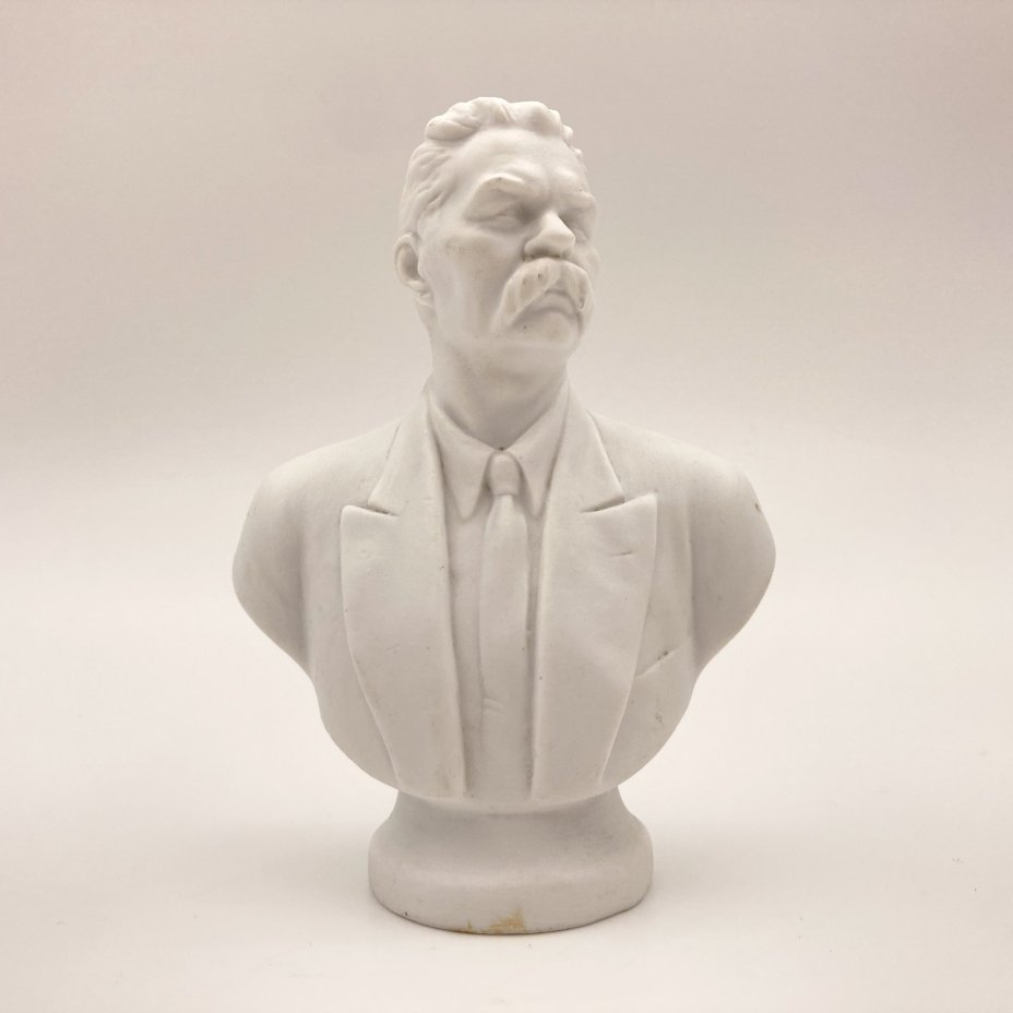 Бюст "Максим Горький", бисквит, Ленинградский фарфоровый завод (ЛФЗ), СССР, 1950-1970 гг., Ленинградский фарфоровый завод (ЛФЗ)