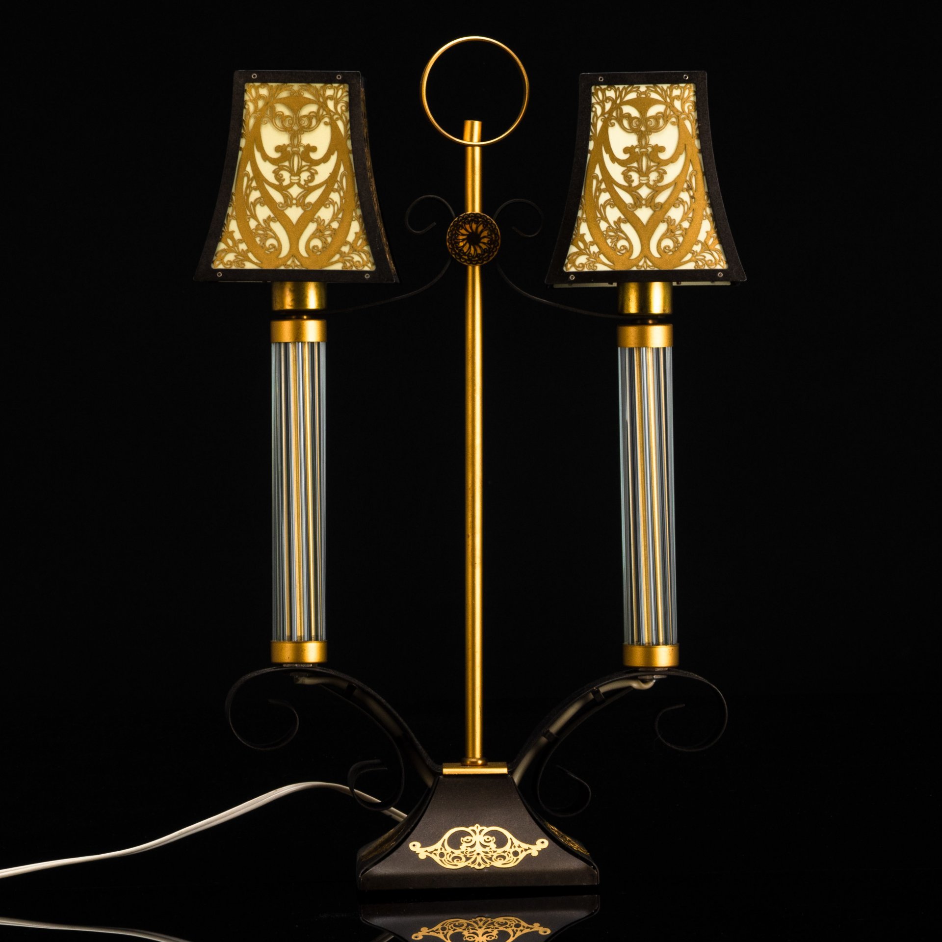 Лампа настольная "Дуэт" в оригинальной упаковке, металл, пластик, Московский электроламповый завод (МЭЛЗ), СССР, 1987 г.