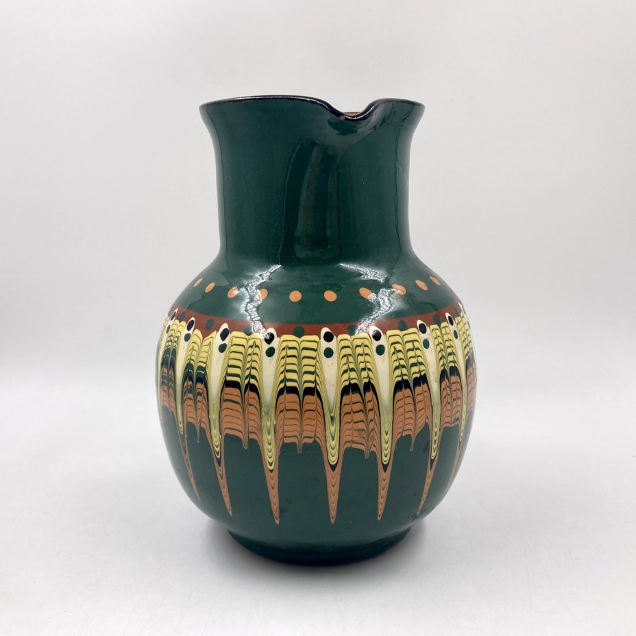Кувшин с абстрактным декором, керамика, цветные поливы, Болгария, 1970-1990 гг.