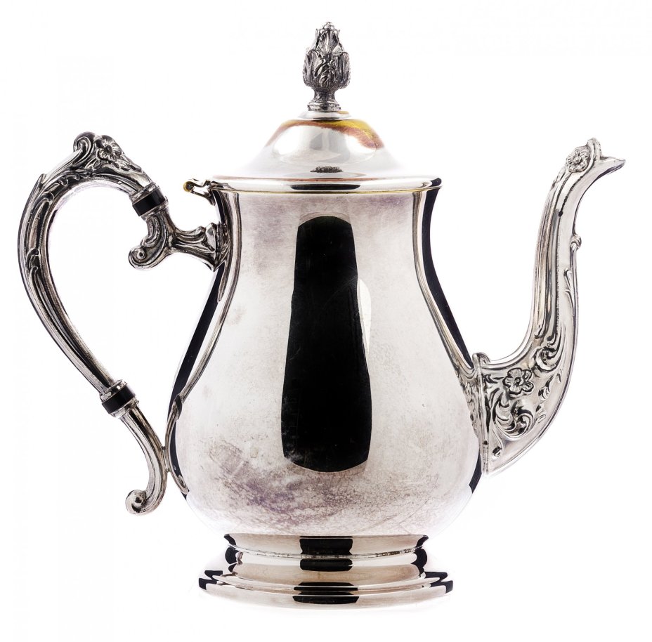 Кофейник с цветочным декором, металл c посеребрением, Западная Европа, 1960-1980 гг.
