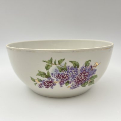 Блюдо (конфетница) из сериза "Сирень", фарфор, деколь, золочение, Дулевский фарфоровый завод (Дулёво), СССР, 1961 г.