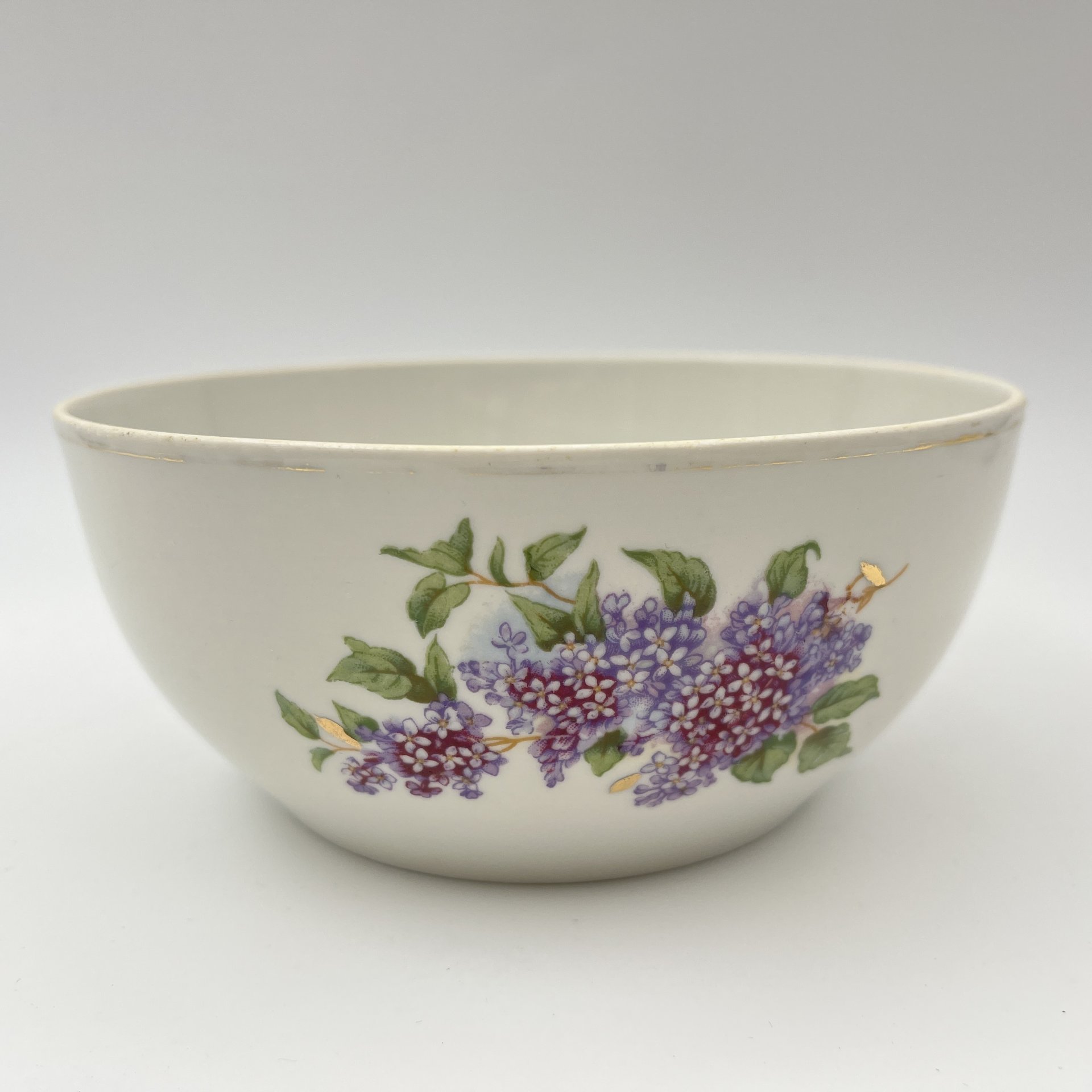 Блюдо (конфетница) из сериза "Сирень", фарфор, деколь, золочение, Дулевский фарфоровый завод (Дулёво), СССР, 1961 г.