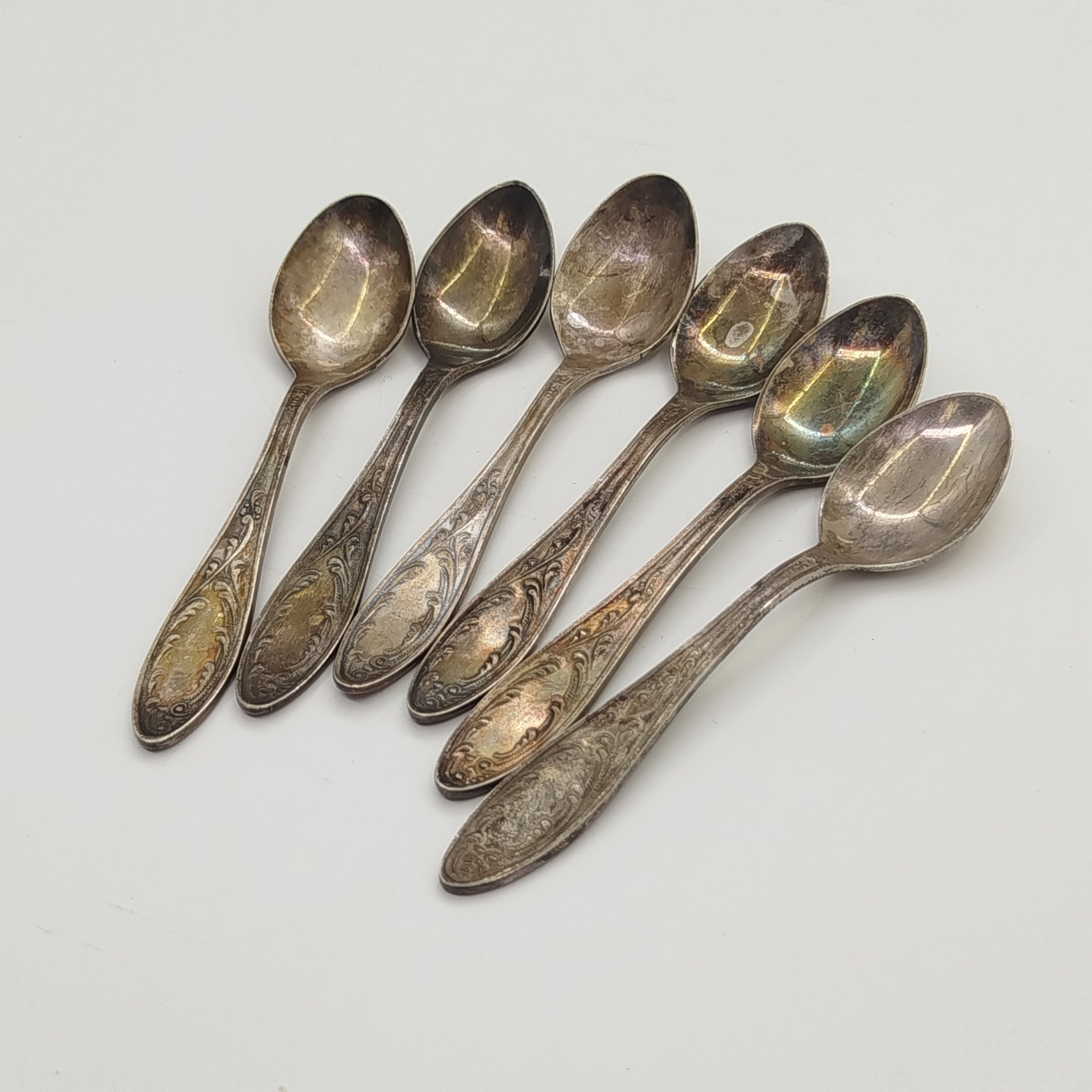 Набор кофейных ложек на 6 персон "Пламя" (в подборе), Кольчугинский завод цветных металлов, Оленегорский механический завод