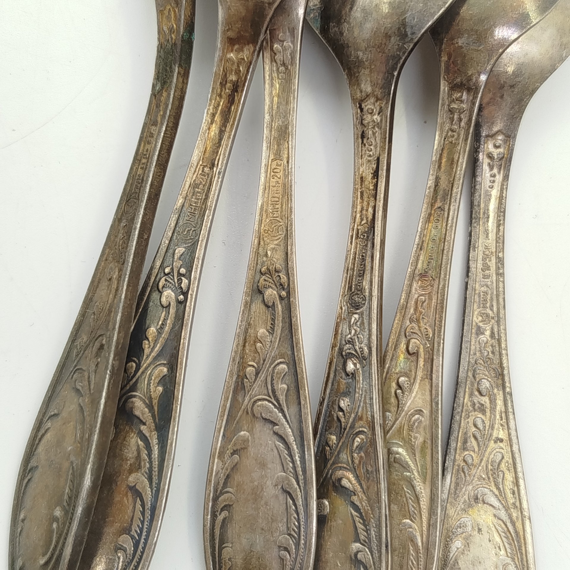 Набор кофейных ложек на 6 персон "Пламя" (в подборе), Кольчугинский завод цветных металлов, Оленегорский механический завод