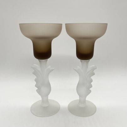 Подсвечники парные "Птица счастья", стекло, Гусевской хрустальный завод (Гусь-Хрустальный), Россия, 1990-2010 гг.