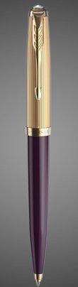 Шариковая ручка Parker 51 DELUXE PLUM GT, стержень: M, цвет чернил: black, в подарочной упаковке., Драгметаллы: палладий, Позолота 23 Ct, смола акриловая