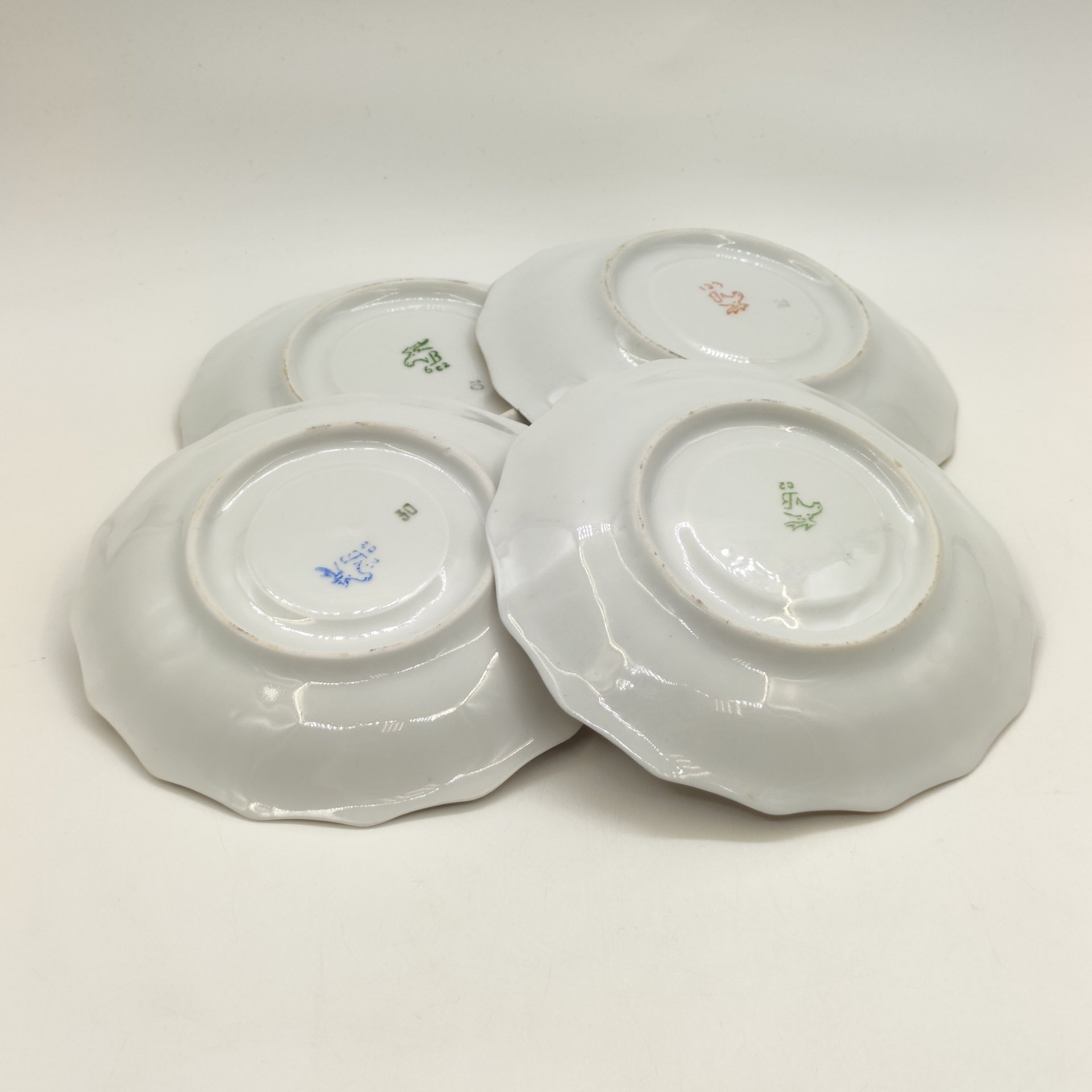 Набор из 4-х блюдец "Золотая роза", фарфор, деколь, золочение, Дмитровский фарфоровый завод (ДФЗ Вербилки), СССР, 1965-1991 гг.