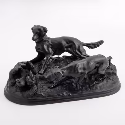 Скульптура "Охота на куропатку", выполненная  по модели 1848 г. Пьера Жюля Мена, Каслинский чугунолитейный завод (Касли)