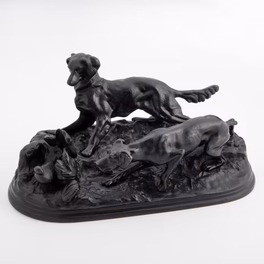 Скульптура "Охота на куропатку", выполненная  по модели 1848 г. Пьера Жюля Мена, Каслинский чугунолитейный завод (Касли)