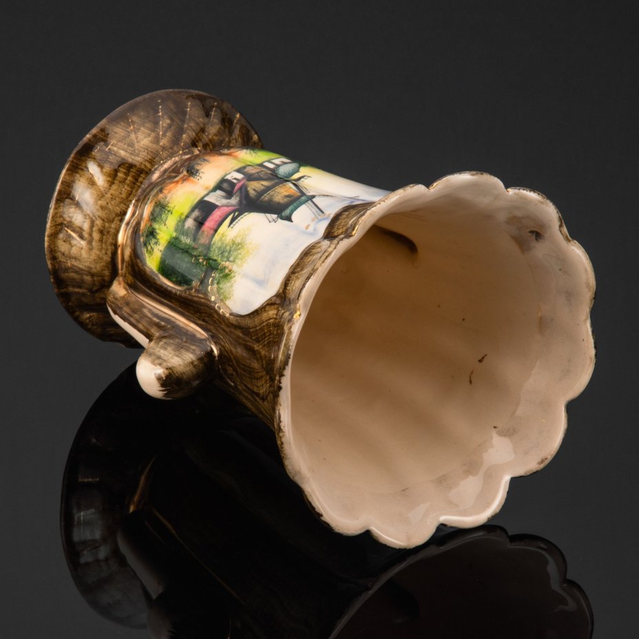 Ваза декоративная, украшенная изображением ветряной мельницы, H. Bequet Quaregnon