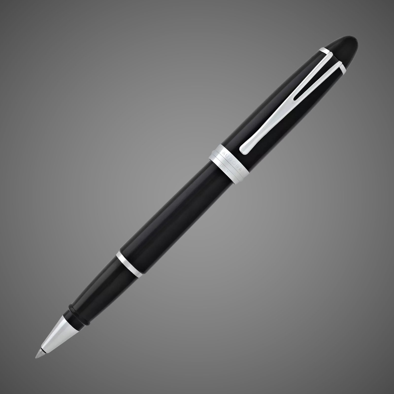 Ручка-роллер Aurora Ipsilon Deluxe Black Barrel Chrome Plated CT, в подарочной коробке, Лаки и смолы: лак, родий, смола, хром