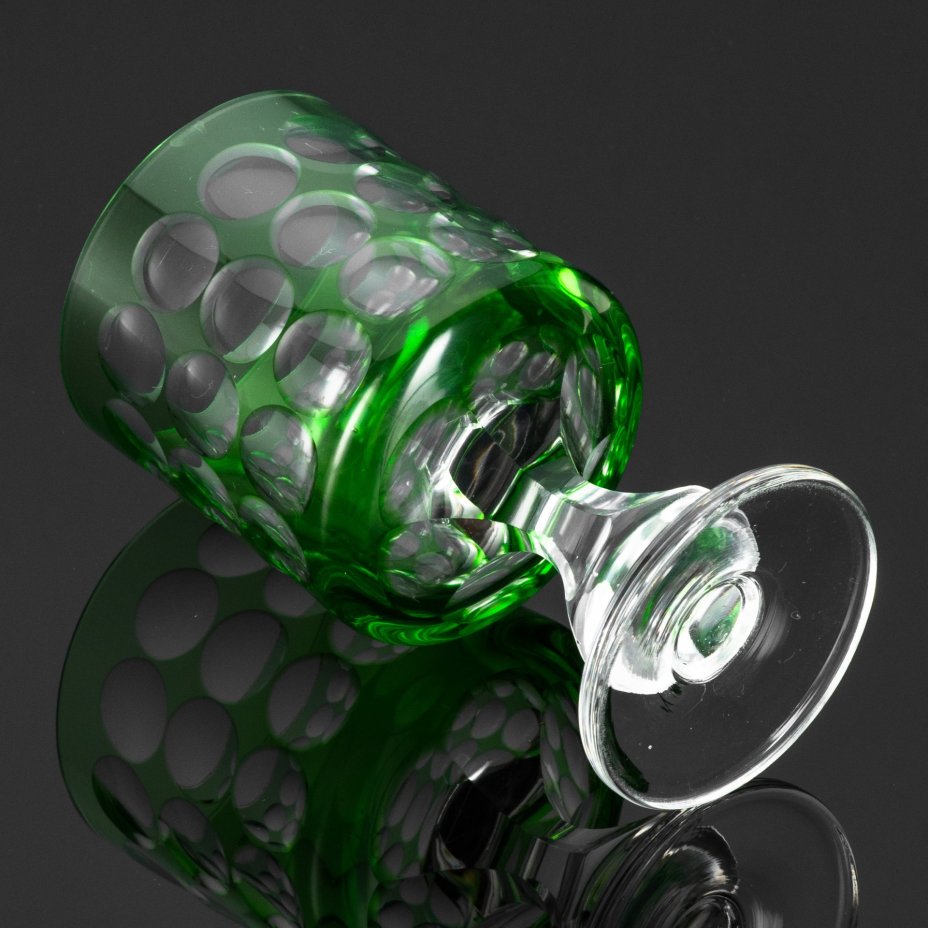 Бокал с эффектом линзы, хрусталь, нацвет, гранение, Германия, 1940-1970 гг.