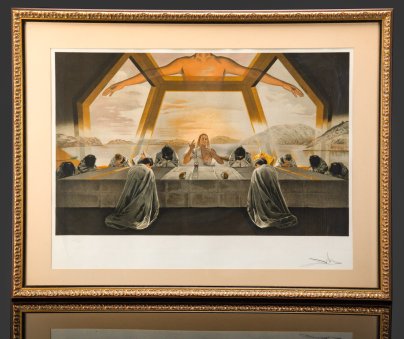 [C сертификатом] Литография по картине Сальвадора Дали "Тайная вечеря", лист 37/65, бумага, печать, стекло, рама, Западная Европа, 1960-1980 гг.