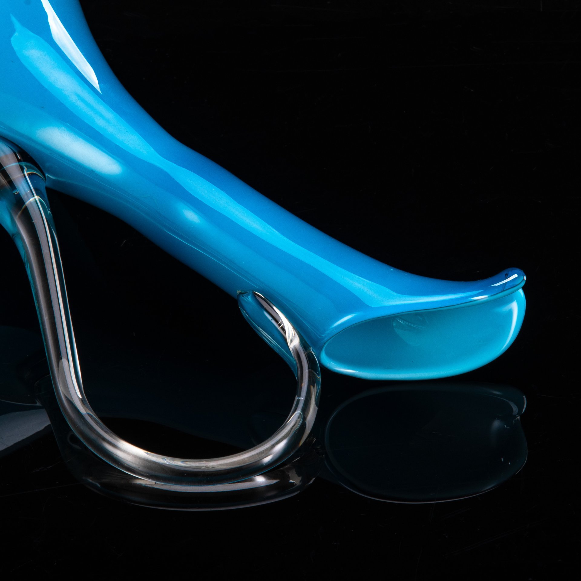 Кувшин голубого оттенка, Empoli Art Glass Opaline, цветное стекло, гутная техника, Италия, 1950-1970 гг.