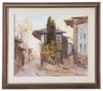 Картина "В Кареизе. Осень", картон, масло, в раме