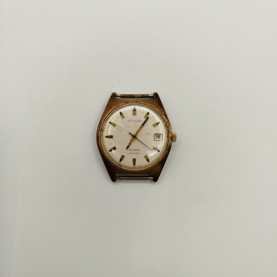 Часы наручные "Sekonda", металл, стекло, золочение, Петродворцовый часовой завод «Ракета», СССР, 1950-1980 гг.