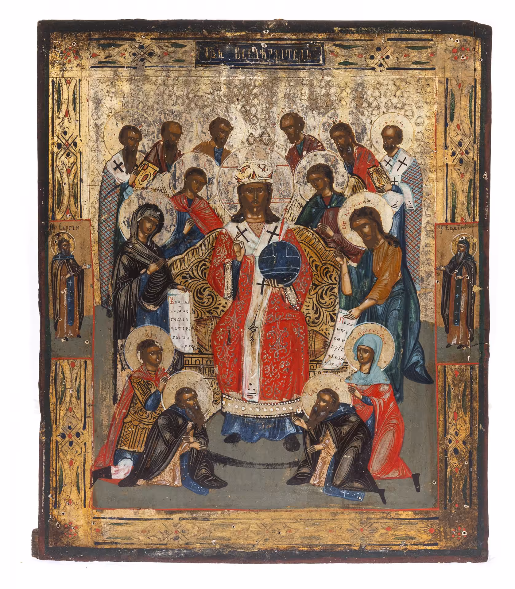Икона "Спас на троне" (Седмица), дерево, темпера, Российская Империя, 1850-1900 гг.
