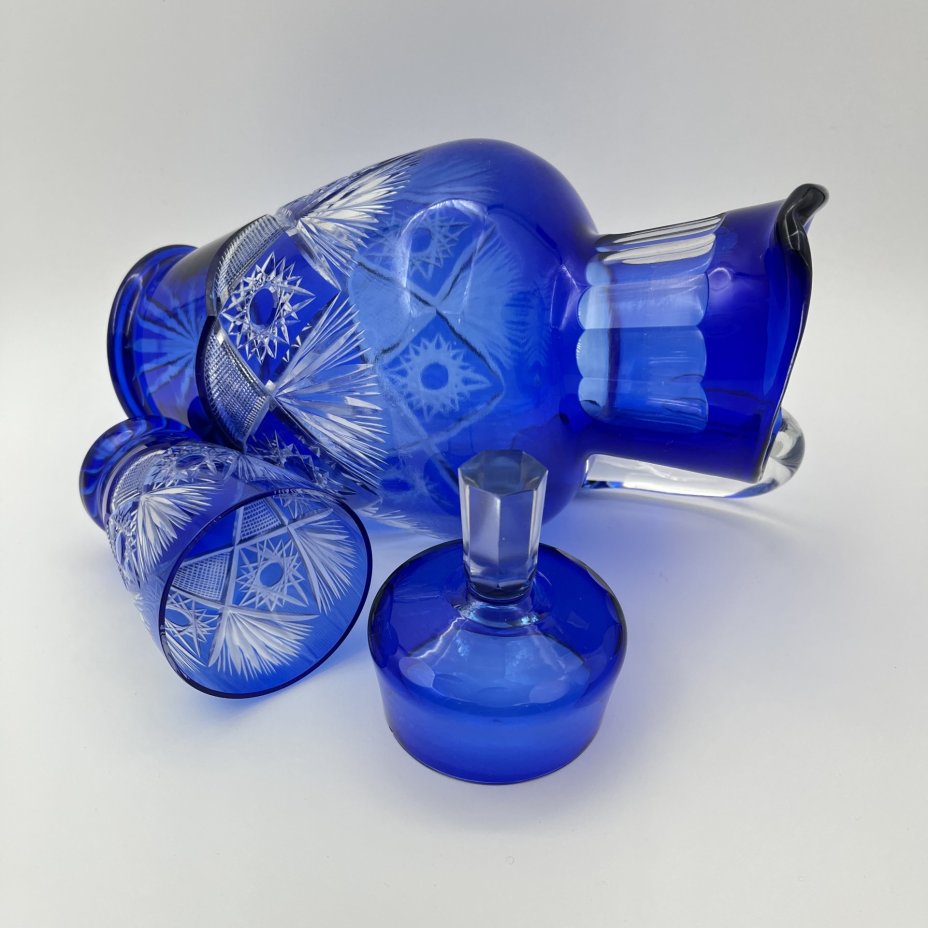 Набор для подачи напитков (соло), стекло, резьба, гранение, Гусевской хрустальный завод (Гусь-Хрустальный), СССР, 1960-1980 гг.