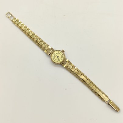 Часы наручные механические "Чайка" (17 камней), в футляре с инструкцией, металл, стекло, золочение, Угличский часовой завод «Чайка», Российская Федерация, 1993 г.