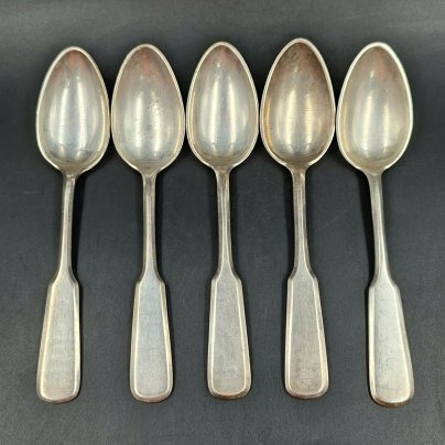 Набор из пяти ложек, металл, серебрение, Norblin & Co (Норблин), Царство Польское, 1900-1915 гг.