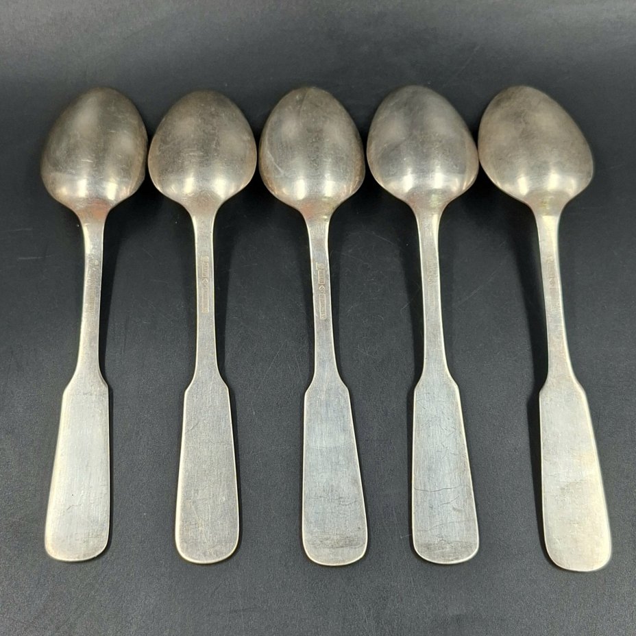 Набор из пяти ложек, металл, серебрение, Norblin & Co (Норблин), Царство Польское, 1900-1915 гг.