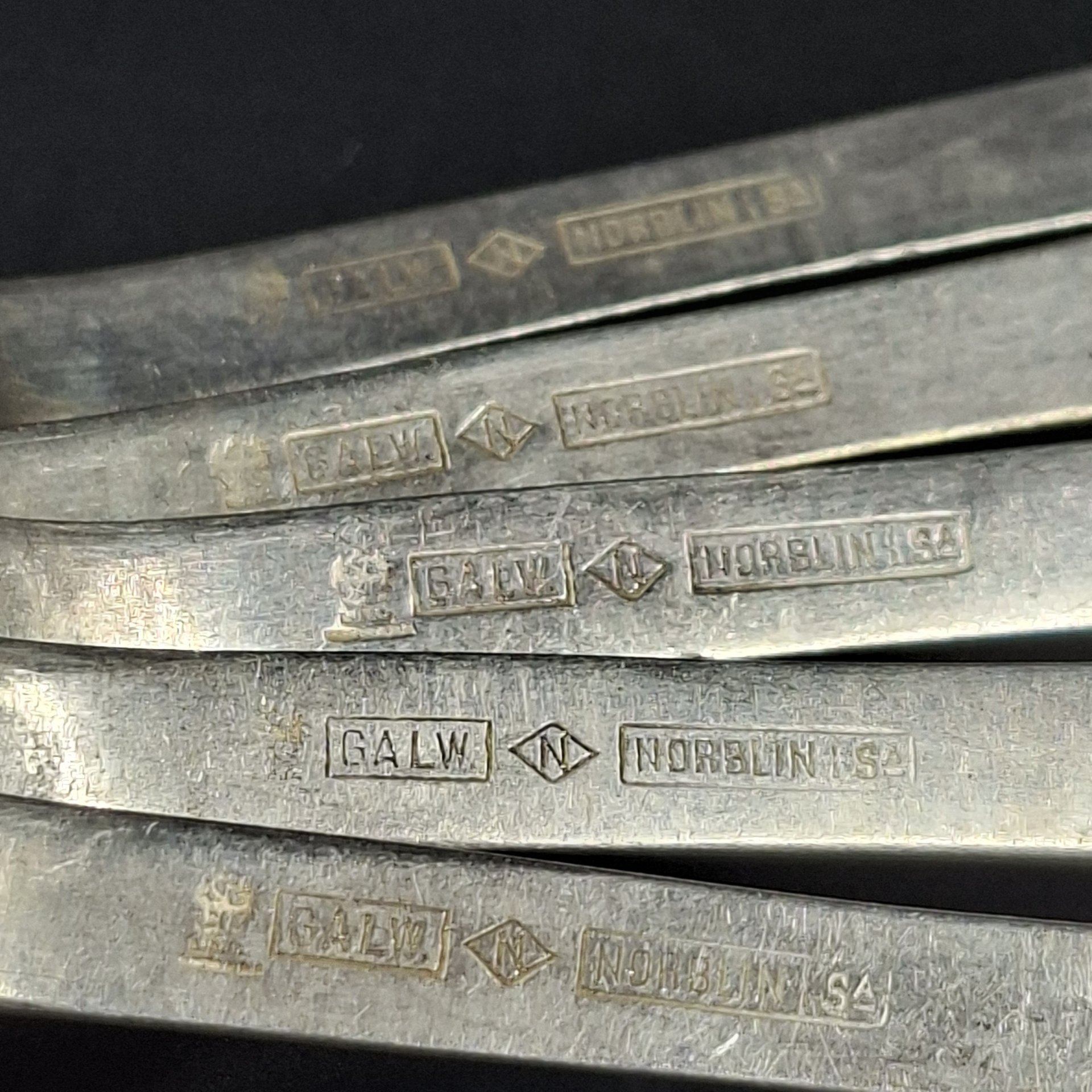 Набор из пяти ложек, металл, серебрение, Norblin & Co (Норблин), Царство Польское, 1900-1915 гг.