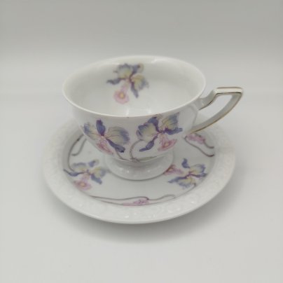 Пара чайная "Maria" с нежным цветочным декором, автор формы Ph. Rosenthal, фарфор, деколь, золочение, Rosenthal (Розенталь), Германия, 1927 г.