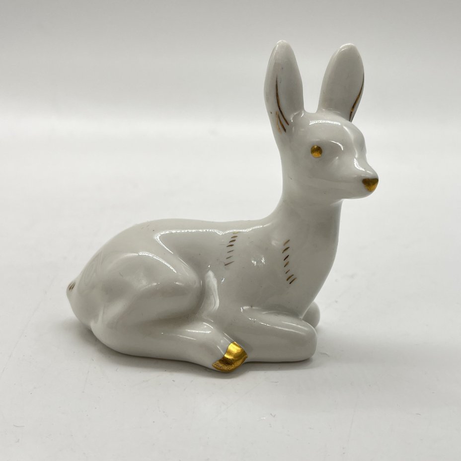 Статуэтка "Косуля", фарфор, золочение, Рижский фарфорово-фаянсовый завод, СССР, 1980-1990 гг.