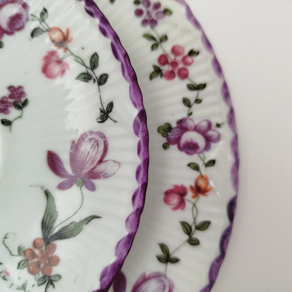 Трио чайное, украшенное цветочным декором, декор "Old Buckingham", Württemberg